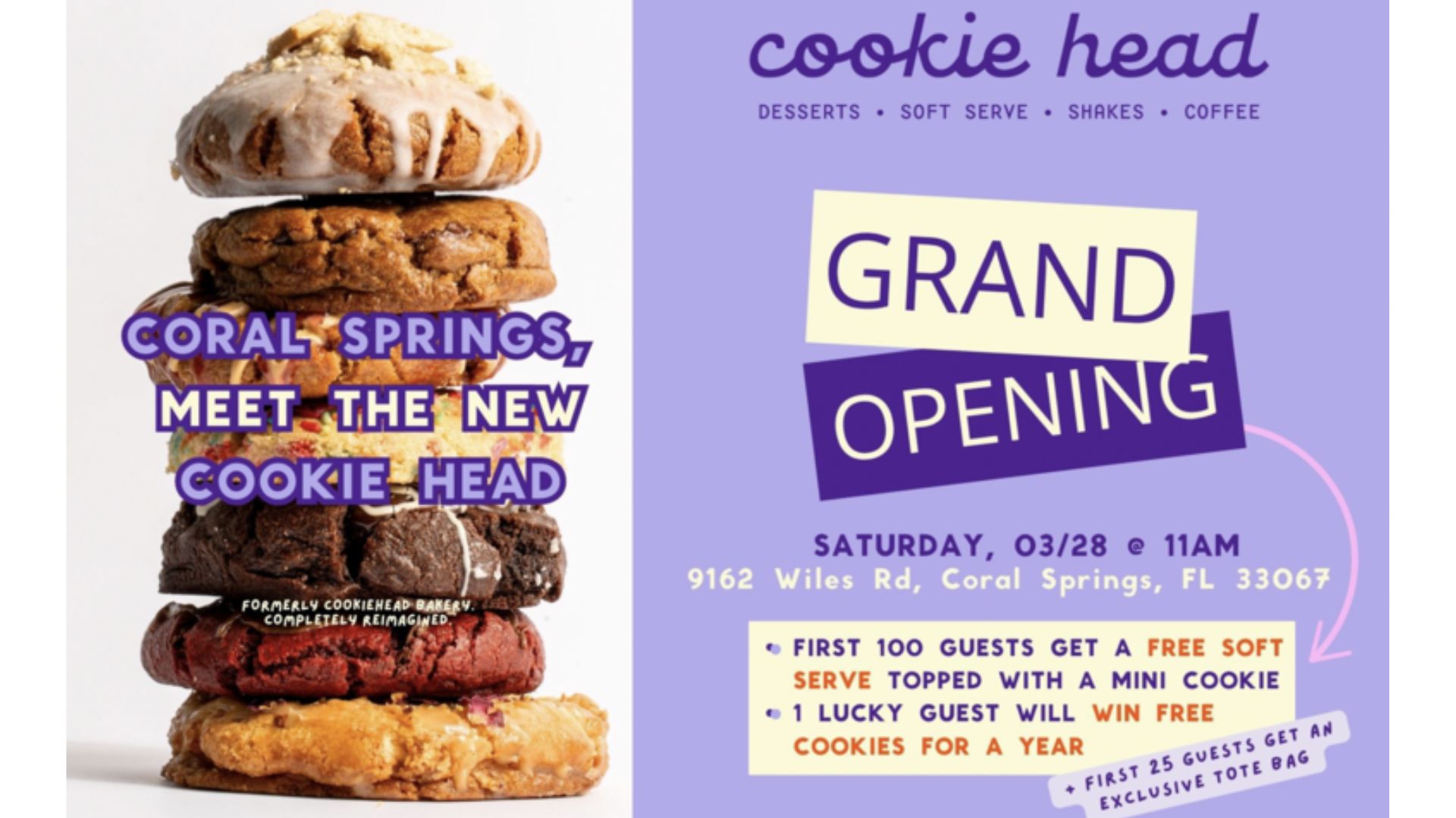 Cookie Head dessert shop in Coral Springs rebrands and announces grand opening event with giveaways and free treats